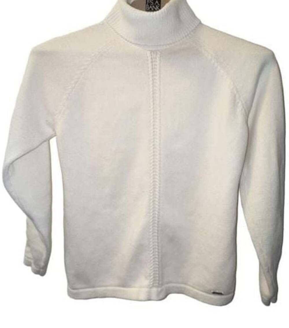Nautica Women's White Cotton Raglan Sleeve Turtleneck Sweater